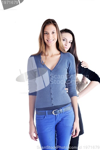 Image of happy girls group isolated on white background