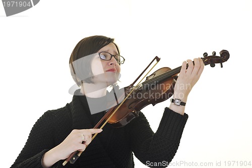 Image of beautiful young lady play violin