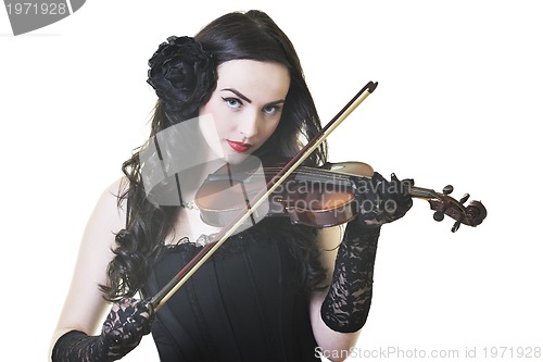 Image of beautiful young lady play violin