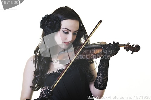 Image of beautiful young lady play violin