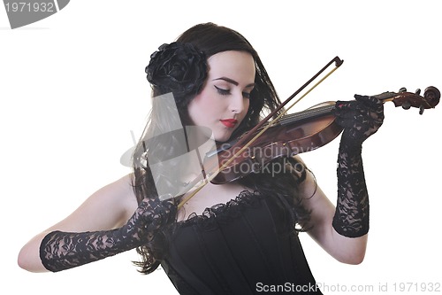 Image of beautiful young lady play violin