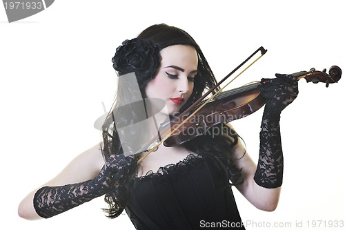 Image of beautiful young lady play violin