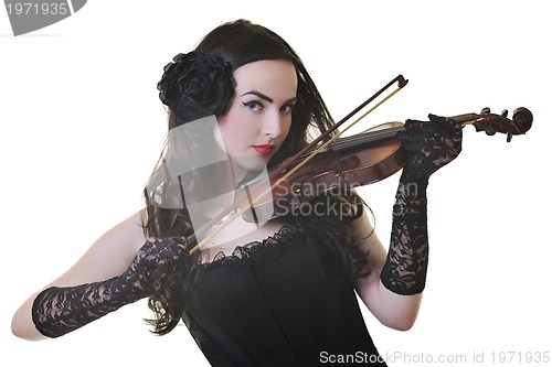 Image of beautiful young lady play violin 