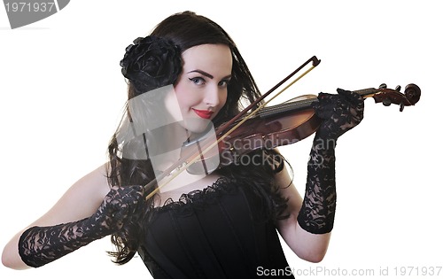 Image of beautiful young lady play violin 