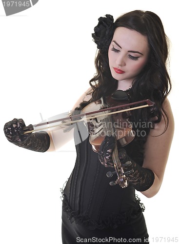 Image of beautiful young lady play violin