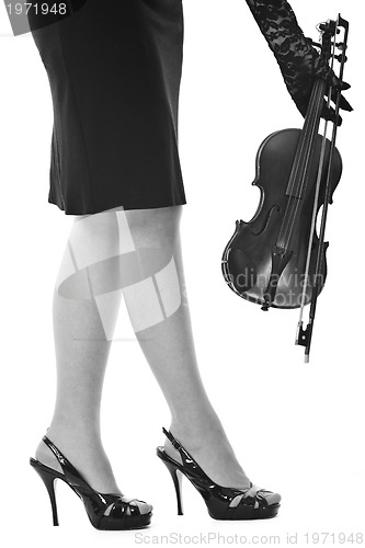 Image of beautiful young lady play violin