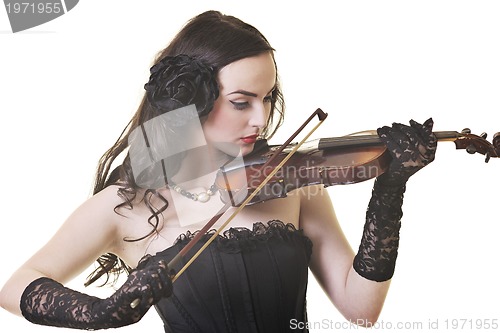 Image of beautiful young lady play violin