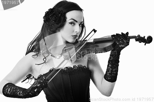 Image of beautiful young lady play violin