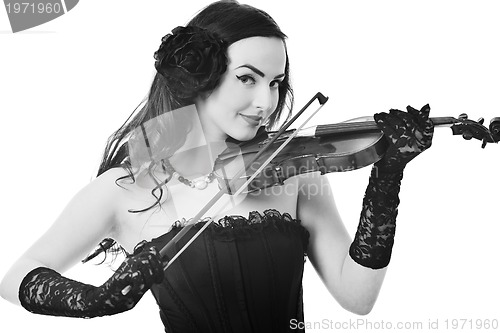 Image of beautiful young lady play violin