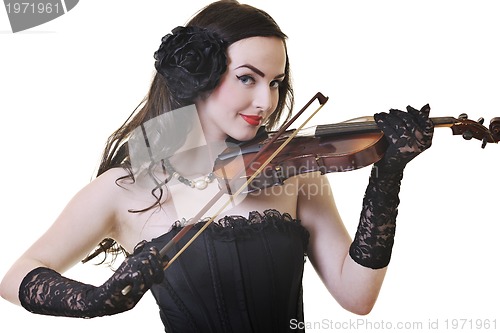 Image of beautiful young lady play violin