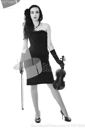 Image of beautiful young lady play violin