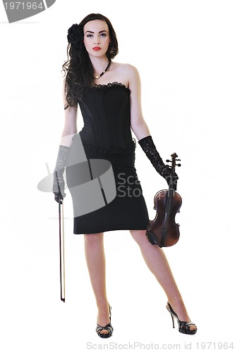 Image of beautiful young lady play violin