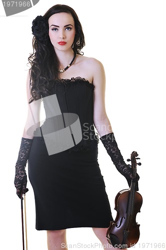 Image of beautiful young lady play violin