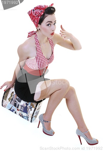 Image of isolated woman with travel bag