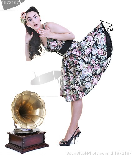 Image of mouse cursor hold dress of young woman