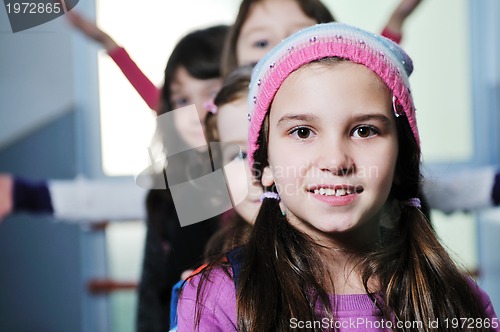 Image of happy children group in school