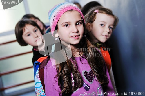 Image of happy children group in school