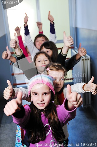 Image of happy children group in school