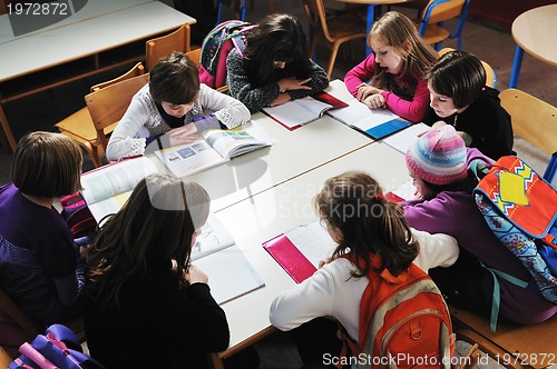 Image of happy children group in school