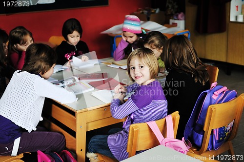 Image of happy children group in school