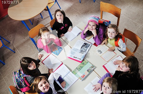 Image of happy children group in school