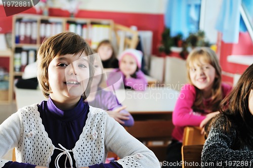 Image of happy children group in school