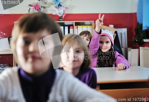 Image of happy children group in school