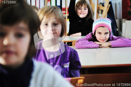 Image of happy children group in school