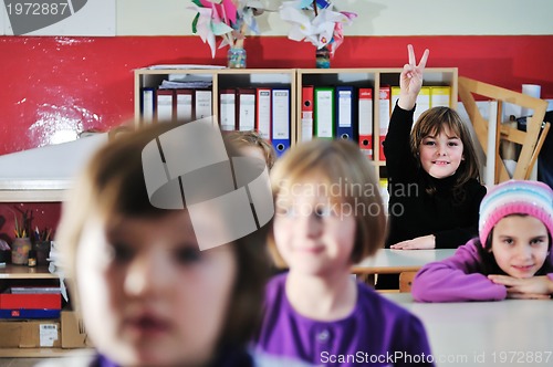 Image of happy children group in school