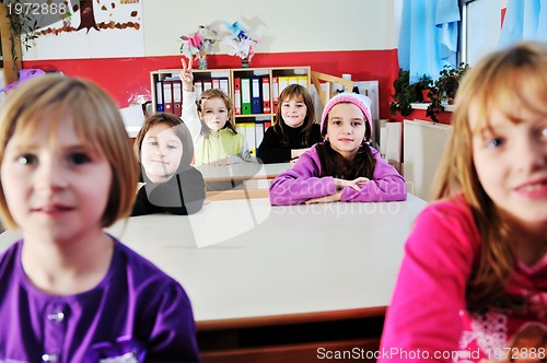 Image of happy children group in school