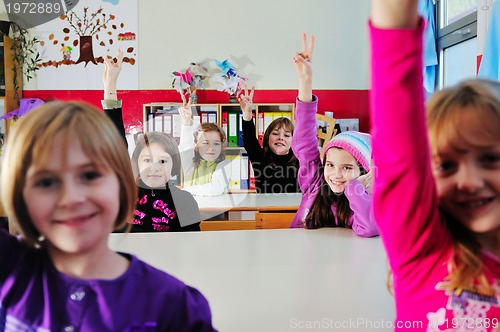 Image of happy children group in school