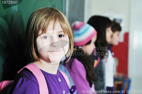 Image of happy children group in school