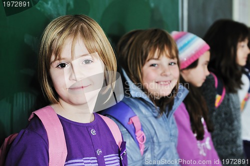 Image of happy children group in school