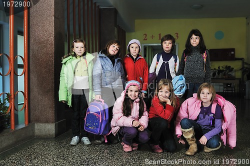 Image of happy children group in school