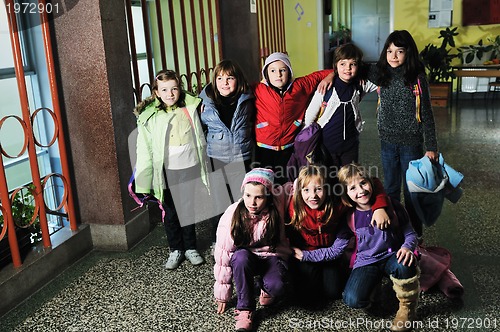 Image of happy children group in school