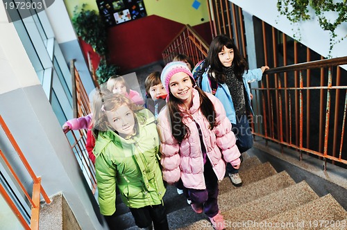 Image of happy children group in school