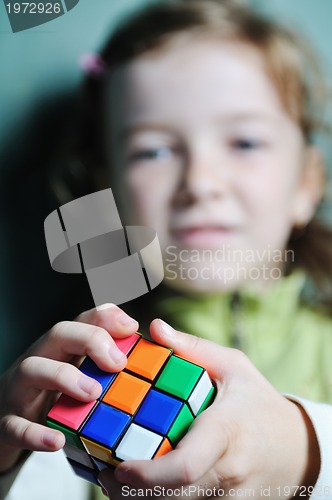 Image of happy school girl on math classeshappy school girl on math class