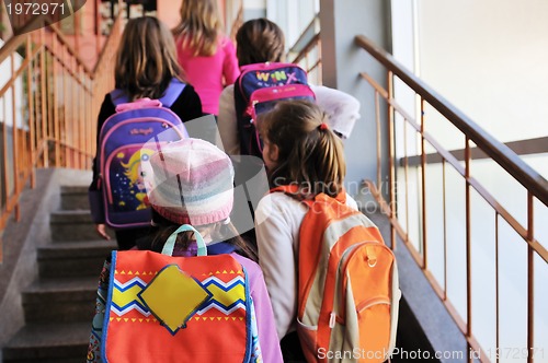 Image of happy children group in school