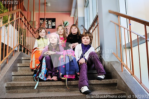 Image of happy children group in school