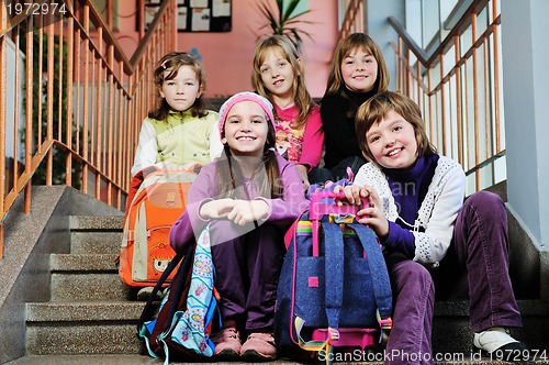 Image of happy children group in school