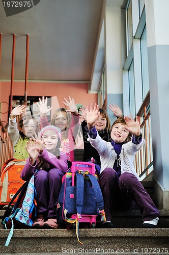 Image of happy children group in school