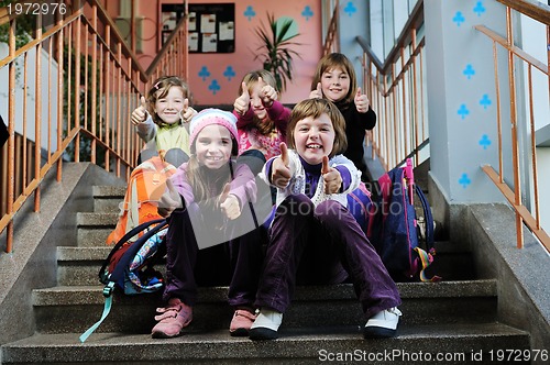 Image of happy children group in school