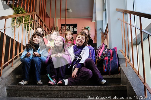 Image of happy children group in school