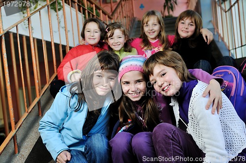 Image of happy children group in school