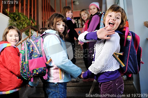 Image of happy children group in school