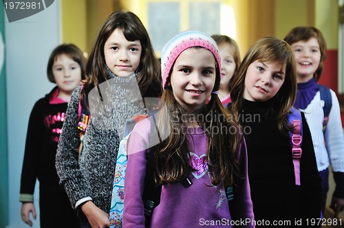 Image of happy children group in school