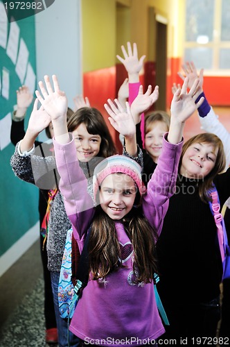 Image of happy children group in school