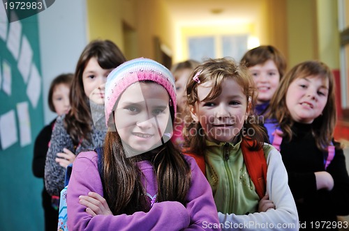 Image of happy children group in school