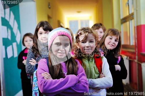 Image of happy children group in school