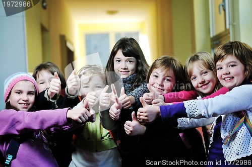 Image of happy children group in school